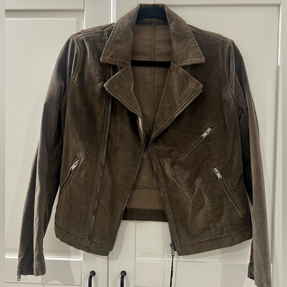 June stretch velour moto jacket